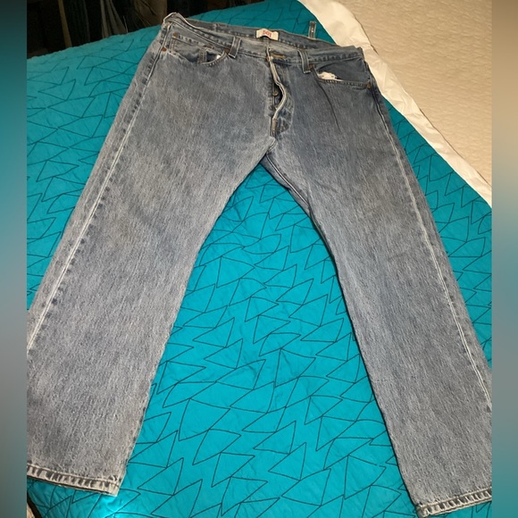 Levi’s 501 Mens Sz 38x30 Blue Denim Button Fly Jeans -‎ #322 - Picture 1 of 10